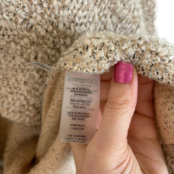 Calvin Klein Tan Beige Black Boucle Knit Pockets Long Cardigan Sweater Women 1X - Picture 5 of 7